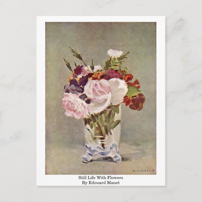 Postal Vida Con Flores De Edouard Manet (Anverso)
