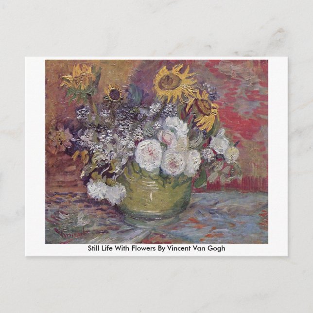 Postal Vida Con Flores De Vincent Van Gogh (Anverso)