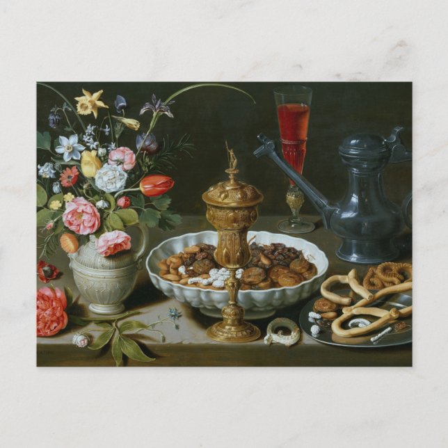 Postal Vida con flores goblet de Clara Peeters Po (Anverso)