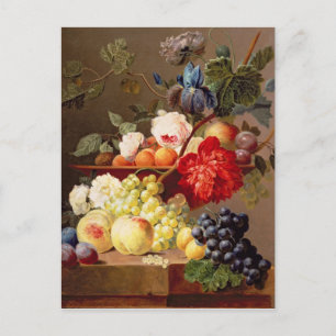 Postal Vida con frutas y flores