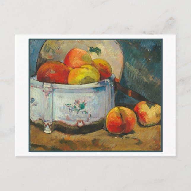 Postal Vida con melocotones de Paul Gauguin (Anverso)
