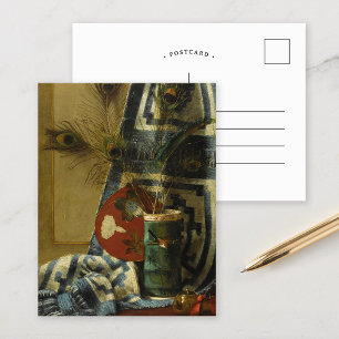 Postal Vida con plumas de pavo real