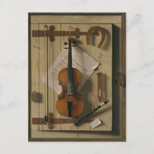 Postal Vida con violín y música, William Harnett