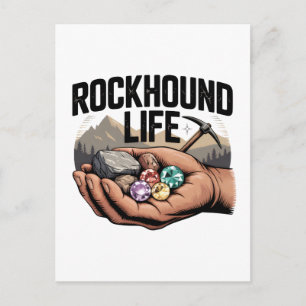 Postal Vida de buscador de rocas Buscando rocas y puliend