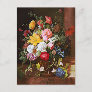 Postal Vida De Flor De Rosas, Tulipanes Y Violetas