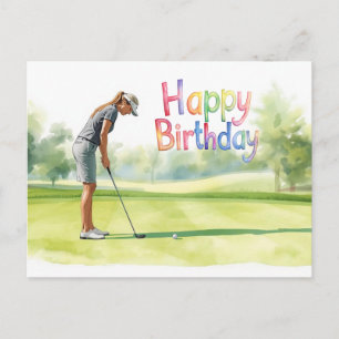 Postal Vida de golf para mujer golfista Feliz cumpleaños 