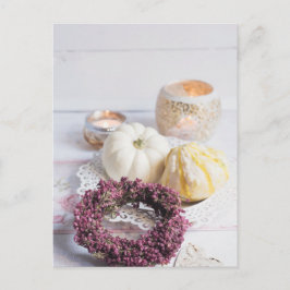 Postal Vida de la vela y calabaza estacional rústica de o
