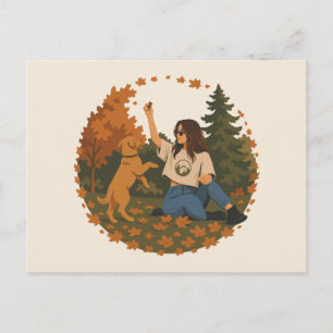 Postal Vida de mamá de Golden Retriever Aventura de otoño