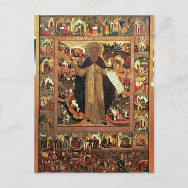 Postal Vida de San Sergio de Radonesh, años 1640 (Anverso)