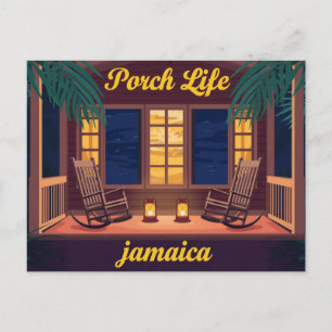 Postal Vida en el porche de Jamaica por la tarde