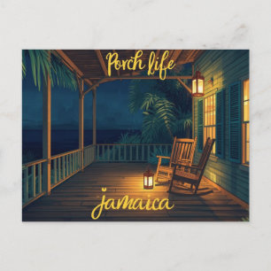 Postal Vida en el porche de Jamaica por la tarde 