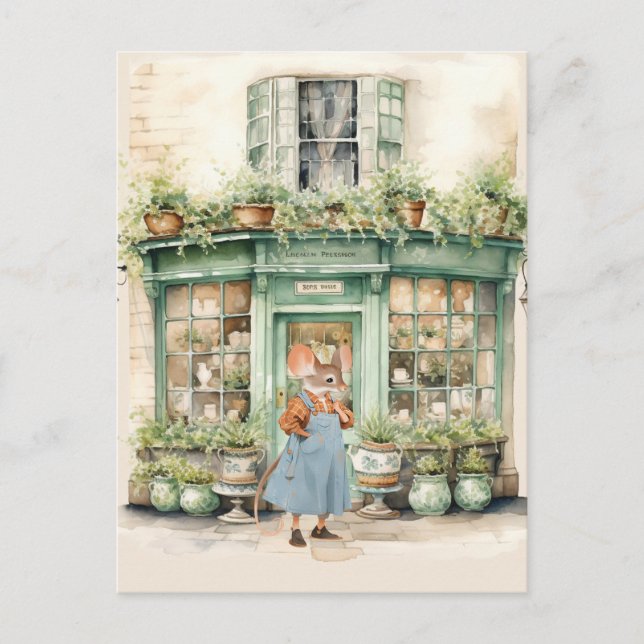 Postal Vida en la ciudad de los ratones - Tienda de plant (Anverso)