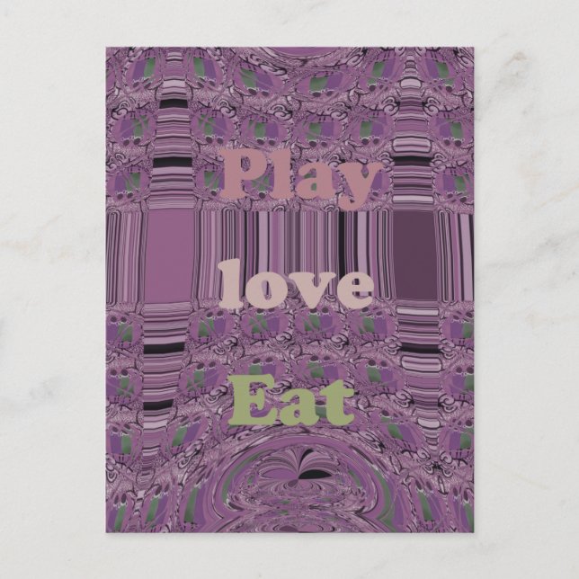 Postal Vida en vivo al máximo: Comer, amar, jugar diseño (Anverso)