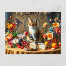 Postal Vida eterna y sin tiempo con gato y productos
