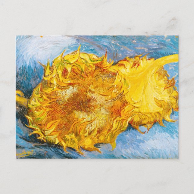 Postal Vida fija con dos girasoles de Vincent Van Gogh (Anverso)