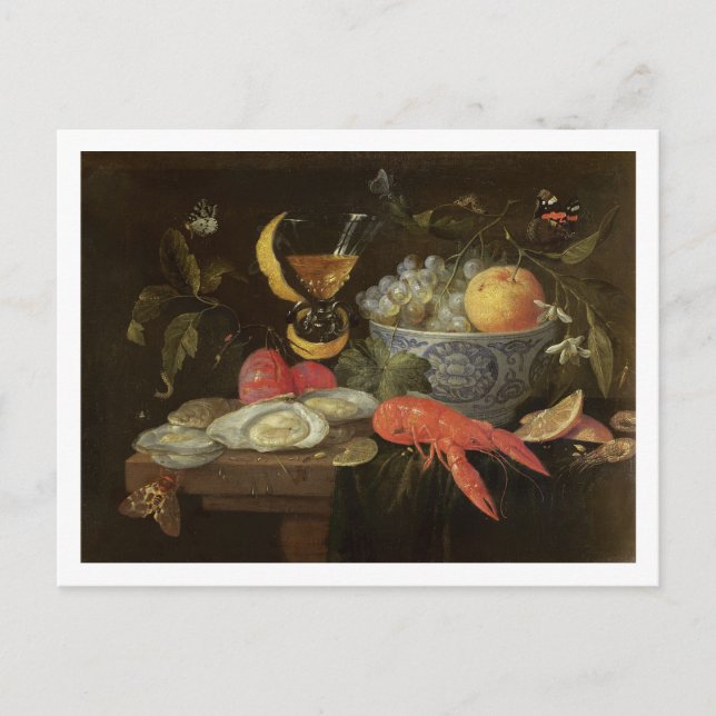 Postal Vida fija con fruta y mariscos, 1653 (petróleo en (Anverso)
