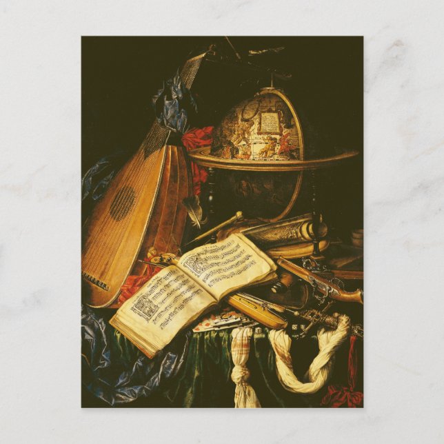 Postal Vida fija con instrumentos musicales (Anverso)