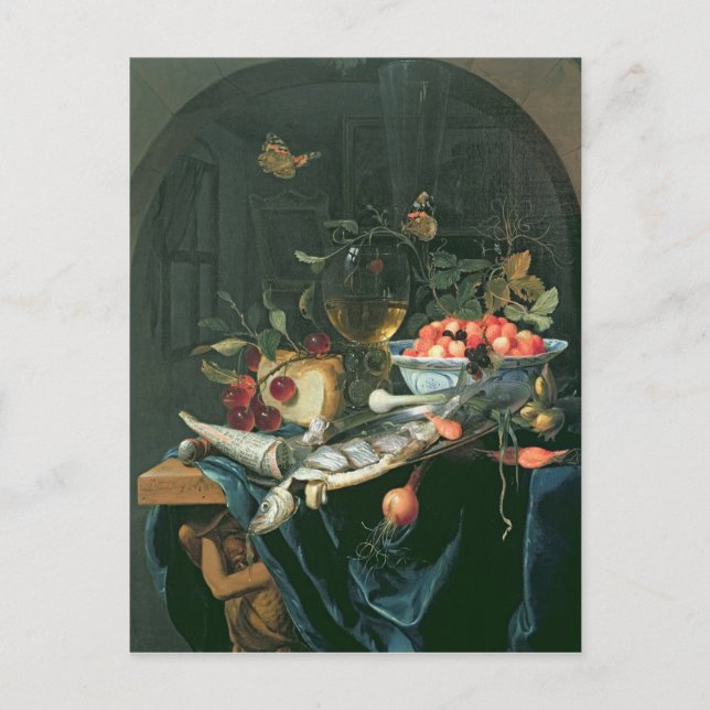 Postal Vida fija con plataforma de peces (Anverso)