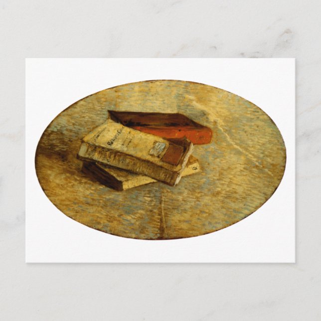 Postal Vida fija con tres libros Bella Artes Van Gogh (Anverso)