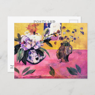 Postal Vida fija con una caja con forma de cabeza Paul