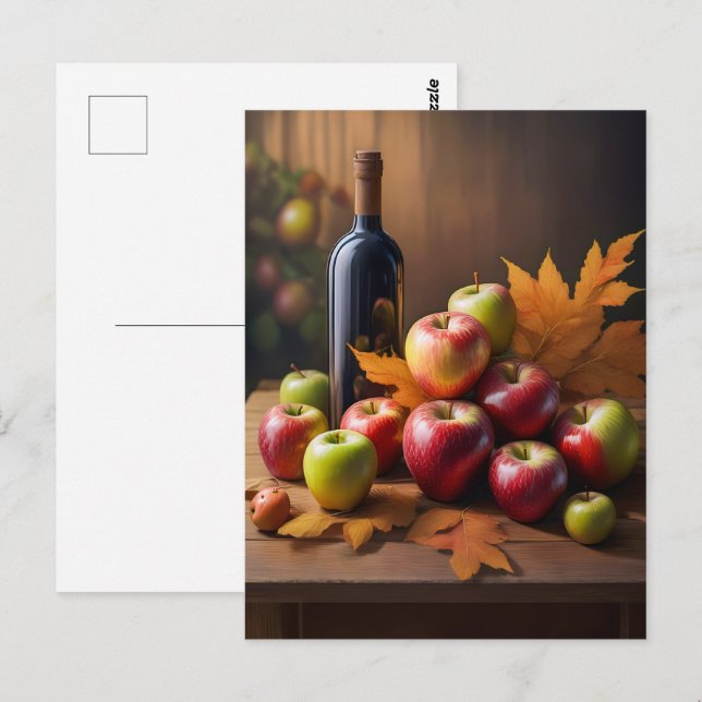 Postal Vida fija, hojas otoñales, (Anverso / Reverso)