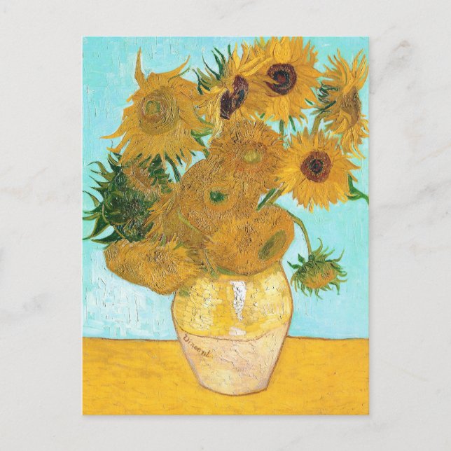 Postal Vida fija - Vase con doce girasoles van Gogh (Anverso)