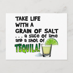 Postal ¡Vida, Limpieza, Sal, TEQUILA! Humor de cóctel