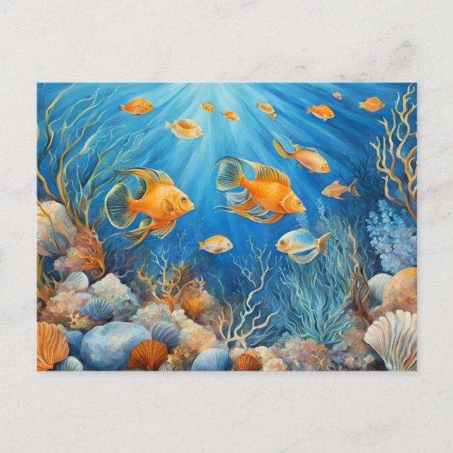 Postal Vida marina con peces exóticos (Anverso)