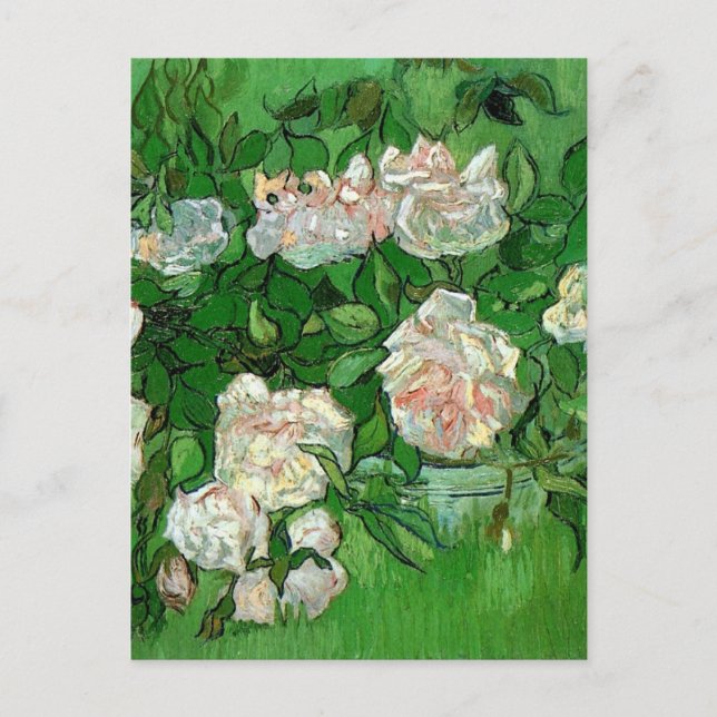 Postal Vida muerta: rosas rosas rosas de Vincent van Gogh (Anverso)