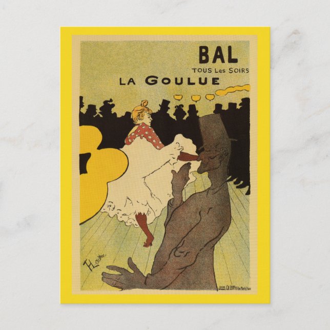 Postal Vida nocturna de París 1891 Toulouse Lautrec (Anverso)