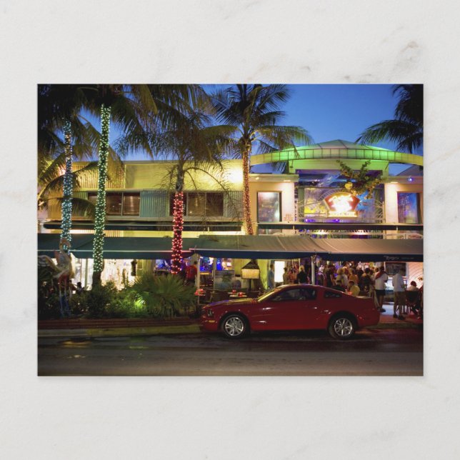 Postal Vida nocturna en Ocean Drive, South Beach, Miami (Anverso)