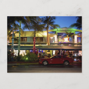 Postal Vida nocturna en Ocean Drive, South Beach, Miami