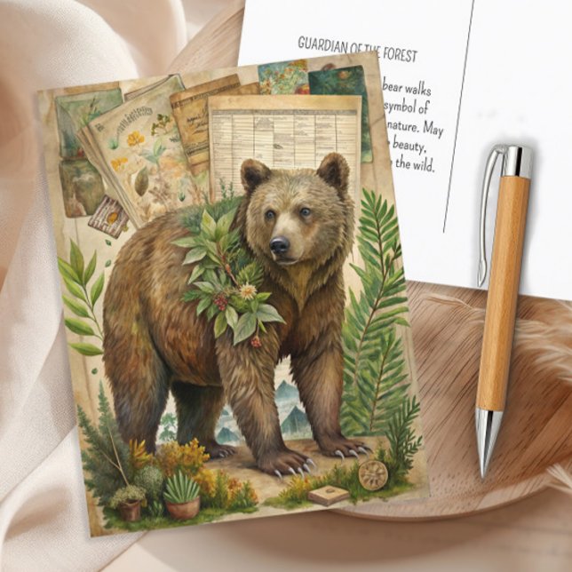Postal Vida silvestre de la naturaleza rústica de los bos (Bear postcard)
