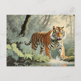 Postal Vida silvestre Rain Tropical Forestal Tigre Vintag