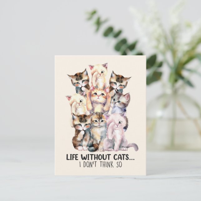 Postal ¿Vida sin gatos? No lo creo (Anverso de pie)