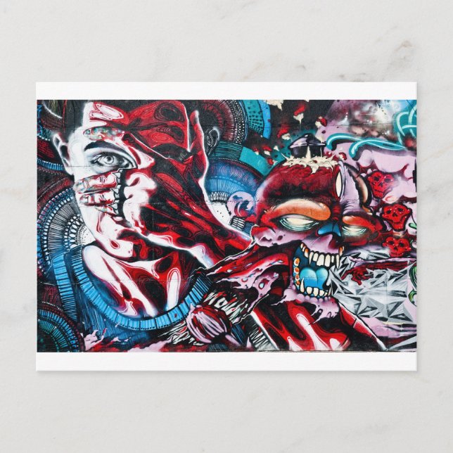 Postal Vida y muerte. Grafiti en la pared texturada. (Anverso)