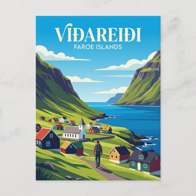 Postal Viðareiði Islas Feroe (Anverso)