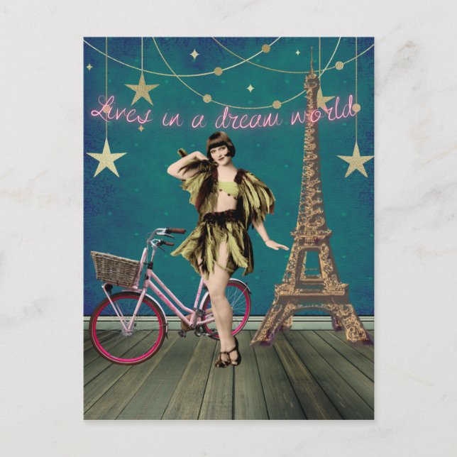 Postal Vidas En Un Mundo De Sueño, El Arte Alterado Funky (Anverso)