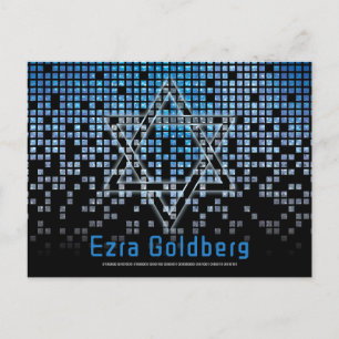 Postal Videojuego Azul Negro Gamer Bar Mitzvah Agradecimi