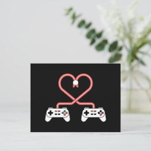 Postal Videojugador Día de San Valentín con controladores