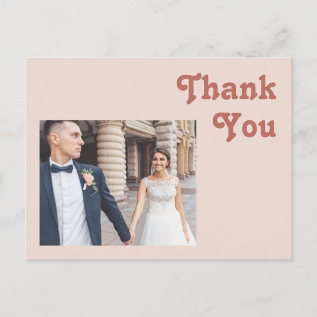 Postal Videos retro simples | Rubor Boda Rosado Gracias (Anverso)