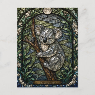 Postal Vidriera Iluminada de Koala en Doscuro Alto