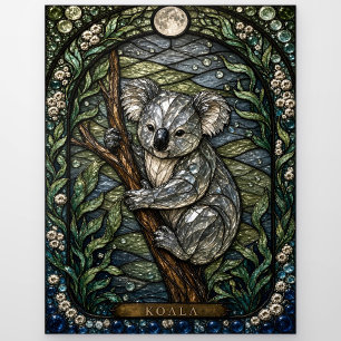 Postal Vidriera Iluminada de Koala en Doscuro Alto