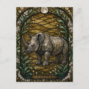 Postal Vidriera iluminada de Rhino Watering Hole