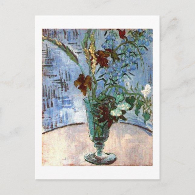 Postal Vidrio con flores silvestres, Bella Artes Van Gogh (Anverso)