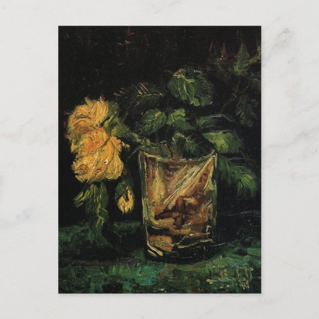 Postal Vidrio con Rosas de Vincent van Gogh (Anverso)