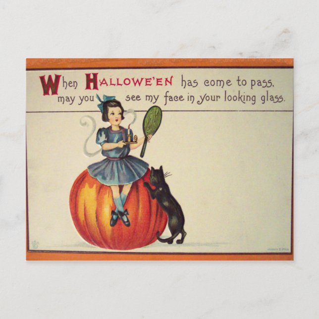 Postal Vidrio de aspecto (tarjeta de halloween de época) (Anverso)