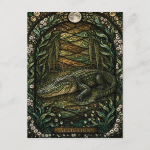 Postal Vidrio de color Illumina de Cocodrilo Pantano Tran