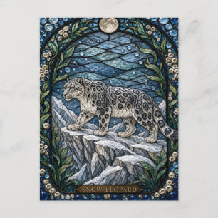 Postal Vidrio de colores Snow Leopard Alpine Ledge Illumi