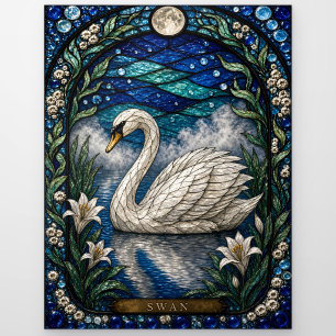 Postal Vidrio de Iglesia, Cisne, Lirio Blanco